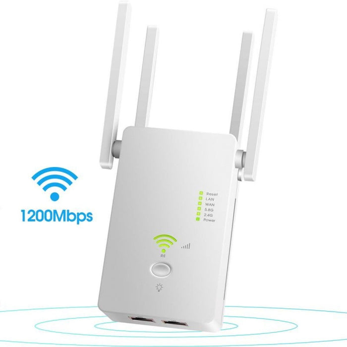 Phreeze Super WiFi Repeater - 1200 Mbps - WPS Knop - Beste WiFi Versterker 2023 - WiFi Extender - WiFi Booster - Geschikt voor 2.4 Ghz en 5.0 Ghz - Geschikt voor KPN, TP Link, Experia, Fritz, Zyxel, Devolo - Gadgets - Phreeze