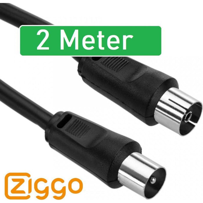 Premium Coax Kabel | Geschikt voor Ziggo TV | Antennekabel Ziggo | Coax Kabel voor TV | TV-kabel | Ziggo Coaxkabel | TV Kabel Coax | 2 Meter | Satelliet / TV / Modem / Box