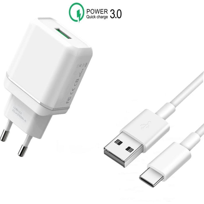 Quick Charge oplaadstekker 15W met USB-C Kabel | 1 Meter | USB Power oplader met USB-C Kabel | Samsung S21 / S20 - USB Samsung Fast Charge |Snellader Samsung S21 Ultra / Plus / S20 Ultra / Plus / FE / A72 / A52 / A51 Lader |Samsung Adapter