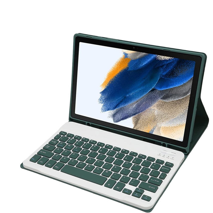 Samsung Tab A8 Hoes met Toetsenbord - Leer - Keyboard case voor Samsung Galaxy Tab A8 (10.5 inch) - SM-X200, SM-X205 - Tablet Hoesje met Toetsenbord - Donker Groen - Bluetooth Toetsenbord Tablet - Samsung Toetsenbord