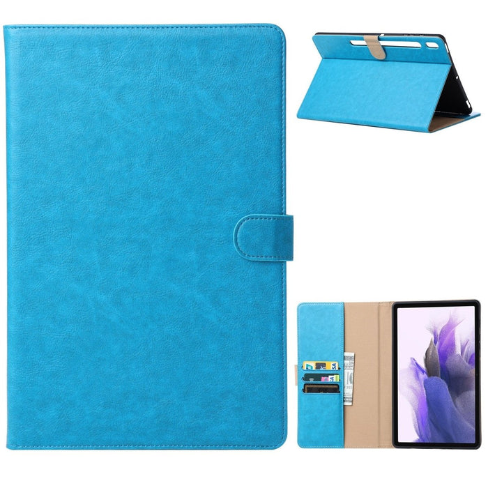 Samsung Tab S7 FE Hoesje - Vegan Leer - Book Case Samsung Tab S7 FE (2021) 12.4 - Samsung Tab S7 FE Hoes - Cover voor de Samsung Galaxy Tablet S7 Fan Edition 2021 - 12.4 inch - Blauw