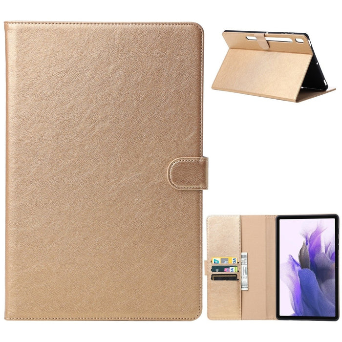 Samsung Tab S7 FE Hoesje - Vegan Leer - Book Case Samsung Tab S7 FE (2021) 12.4 - Samsung Tab S7 FE Hoes - Cover voor de Samsung Galaxy Tablet S7 Fan Edition 2021 - 12.4 inch - Goud