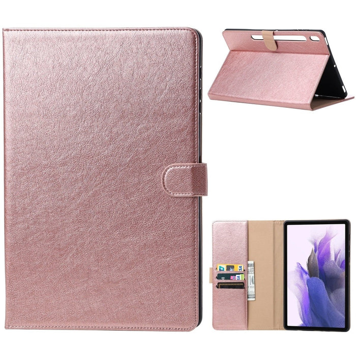 Samsung Tab S7 FE Hoesje - Vegan Leer - Book Case Samsung Tab S7 FE (2021) 12.4 - Samsung Tab S7 FE Hoes - Cover voor de Samsung Galaxy Tablet S7 Fan Edition 2021 - 12.4 inch - Roze Goud