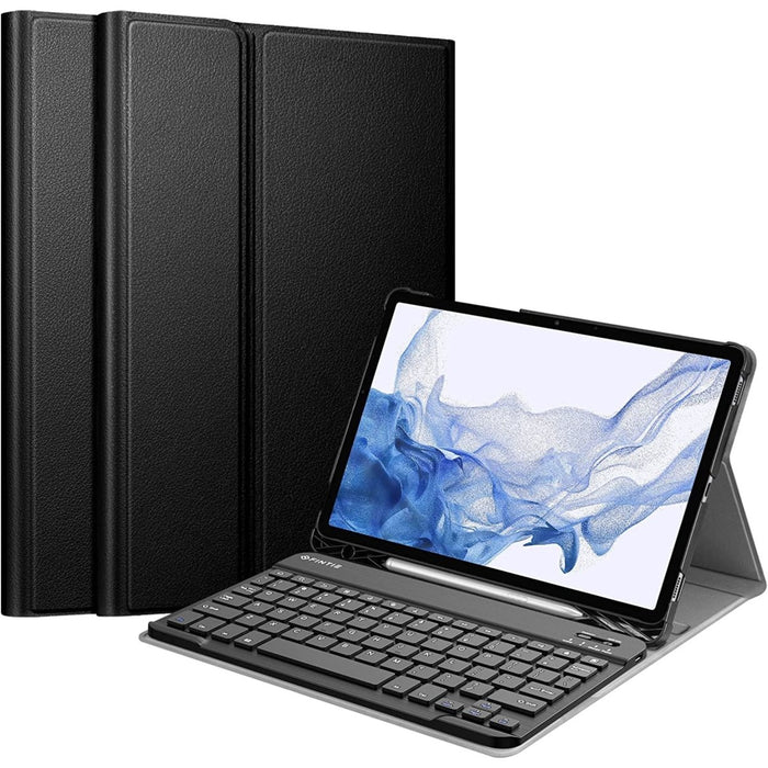 Samsung Tab S7 Hoes met Toetsenbord - Leer - Keyboard case voor Samsung Galaxy Tab S7 (11 inch) - SM-T870/T875/T876B - Tablet Hoesje met Toetsenbord - Zwart - Bluetooth Toetsenbord Tablet - Samsung Toetsenbord