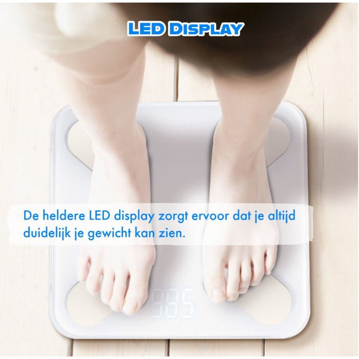 Slimme Personenweegschaal met Volledig Lichaamsanalyse en Vetpercentage - Digitale Bluetooth Weegschaal met App - Beste Koop