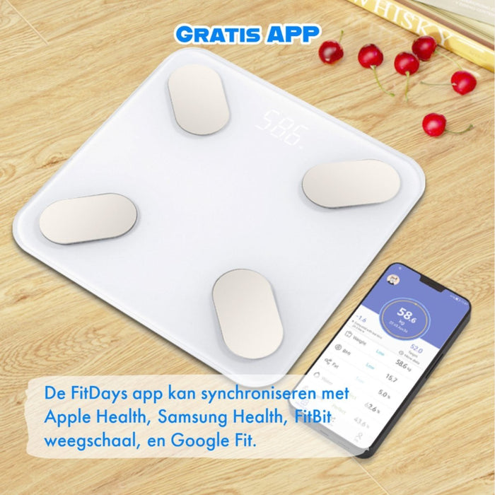 Slimme Personenweegschaal met Volledig Lichaamsanalyse en Vetpercentage - Digitale Bluetooth Weegschaal met App - Beste Koop
