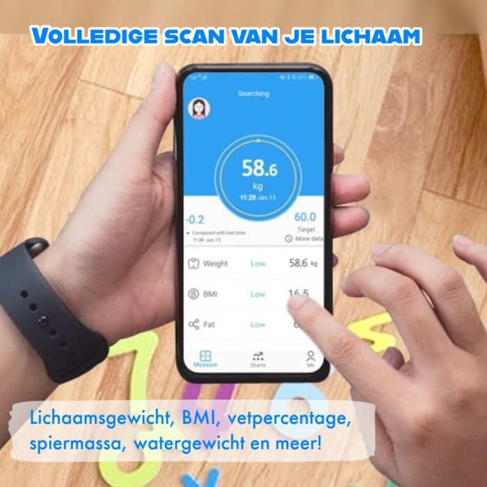 Slimme Personenweegschaal met Volledig Lichaamsanalyse en Vetpercentage - Digitale Bluetooth Weegschaal met App - Beste Koop