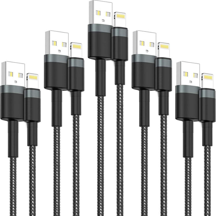 Snellaadkabel 2 Meter - iPhone en iPad - Extra Sterk - 5PACK - Gecertificeerd - Oplader voor Apple iPhone en iPad