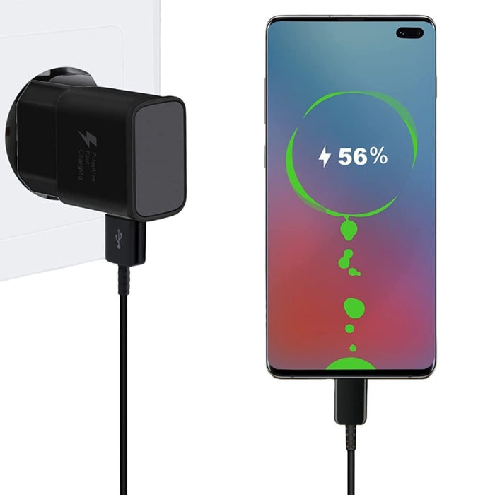 Snellader + Gevlochten USB C Kabel - Samsung 15W Snellaadfunctie - Gecertificeerde USB Adapter + USB-C Oplader - Zwart