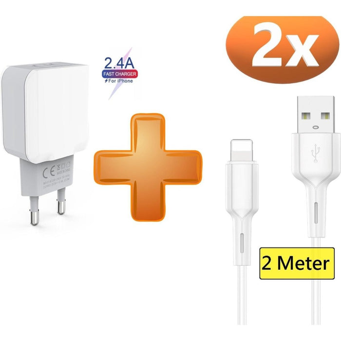 Snellader voor Apple iPhone 12 / 11 / X / XS / XR / MAX / iPhone 8 / 8 Plus / iPhone SE / 5S /5 / iPhone 6S / 6 Plus / 7 / 7 Plus - Oplaadkabel en Adapter