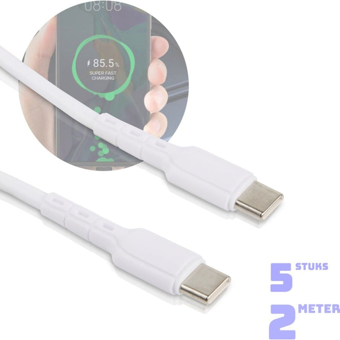 Super Fast Charge 60W USB-C naar USB C kabel Extra Sterk - Voordeelverpakking