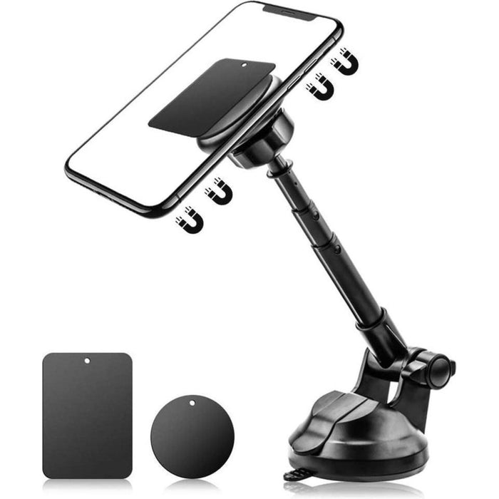 Telefoonhouder Auto - Verstelbaar - Magneet -Zuignap - Magnetische Telefoon Houder voor in de Auto of Bureau - Geschikt voor iPhone 11 / 12 Pro max / Samsung S21 Plus / Ultra