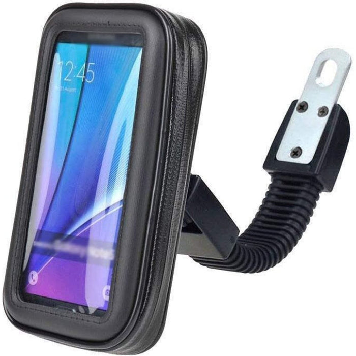 Telefoonhouder Scooter Waterdicht | Universeel | Zwart | Windscherm en Spiegel | Scooter Accessoires | Apple iPhone, Samsung, Huawei | Piaggio, Vespa, Zip, MP3, Kymco, Sym, Peugeot