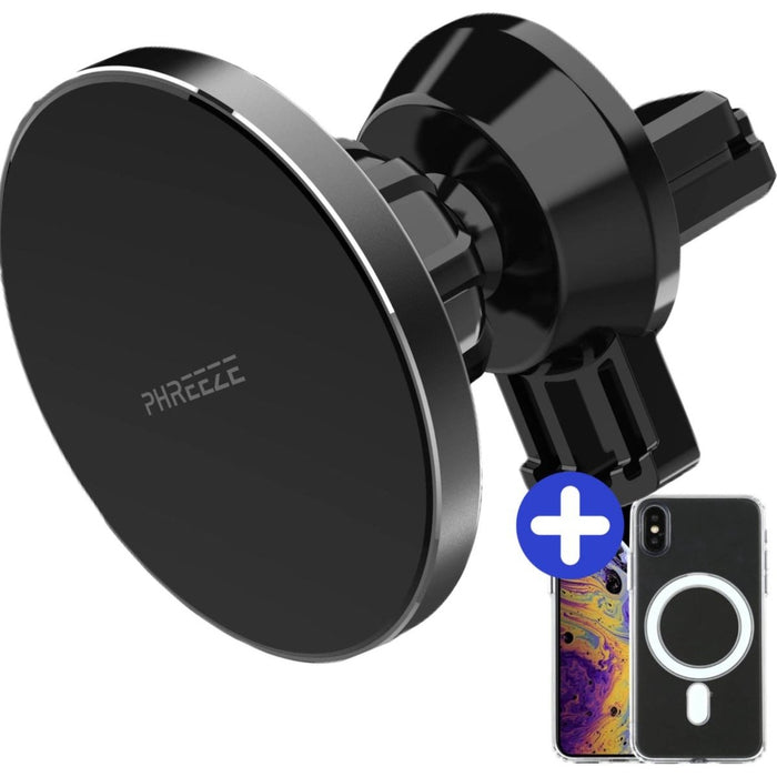 Telefoonhouders Auto Magneet + Magnetisch Hoesje iPhone X - Draadloze Snellader Auto met Magneet