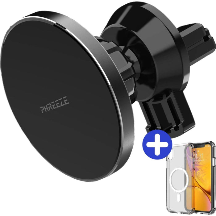 Telefoonhouders Auto Magneet + Magnetisch Hoesje iPhone XR - Draadloze Snellader Auto met Magneet