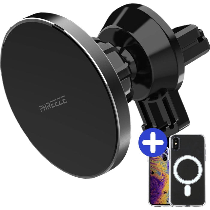 Telefoonhouders Auto Magneet + Magnetisch Hoesje iPhone XS Max - Draadloze Snellader Auto met Magneet