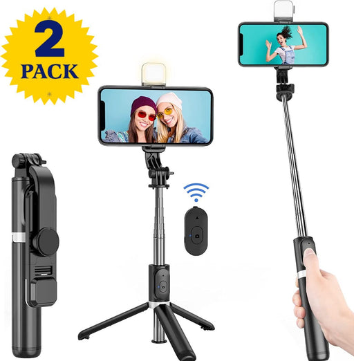 Universele Selfie Stick Tripod 3-in-1 - Lichtfunctie - 360° Rotatie - Bluetooth Afstandsbediening - Lange Batterijduur - Ergonomisch & Stevig Design - Zwart - Gadgets - Phreeze