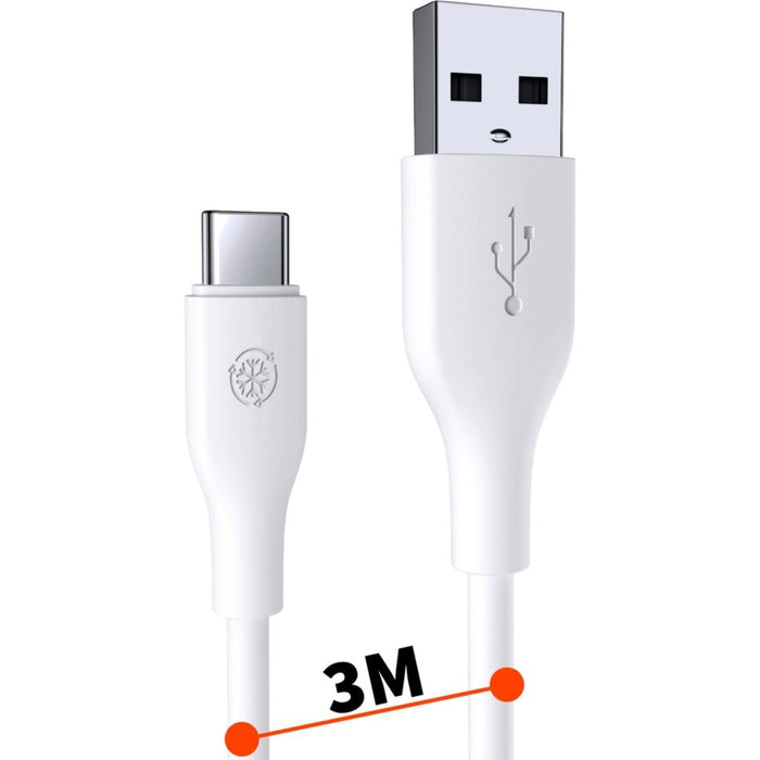 USB-C Data- en Laadkabel 3 Meter - Snellader Kabel - Fast en Quick Charge Oplaadkabel - Type C Naar USB-A - Oplaadsnoer Telefoon - Laptop - Samsung Galaxy en Note - Sony - OnePlus - Duurzaam TPE - 3 Meter
