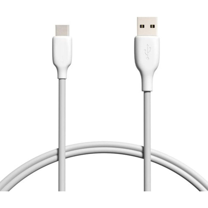 USB-C Data- en Laadkabel - Snellader Kabel - Fast en Quick Charge Oplaadkabel - Type C Naar USB-A - Oplaadsnoer Telefoon - Laptop - Samsung Galaxy en Note - Sony - OnePlus - TPE – Wit – 1 Meter