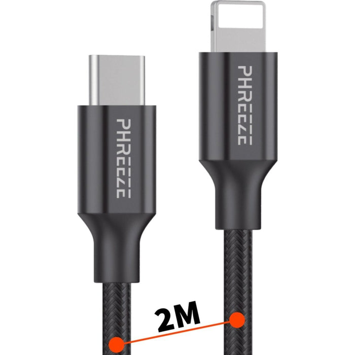 USB-C naar Lightning kabel - 2 meter - Geschikt voor iPhone/iPad/Airpods - Ondersteunt snelladen vanaf iPhone 8/X/XR/XS/11/12/13 - 2m - Kabels - Phreeze