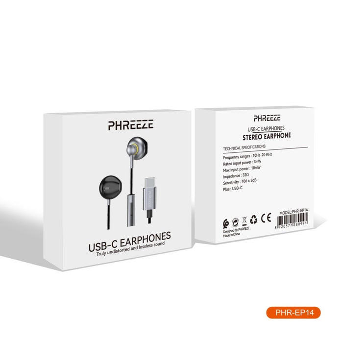 USB-C Oortjes - Oortjes met Draad - Type-C Oordopjes - Type-C Earphones - Oordopjes USB-C - Headset USB-C - Koptelefoon USB-C - OnePlus Oortjes - Oordopjes Samsung - Geschikt voor Samsung S20, S21 Ultra, Huawei, OnePlus - Oordopjes - Phreeze