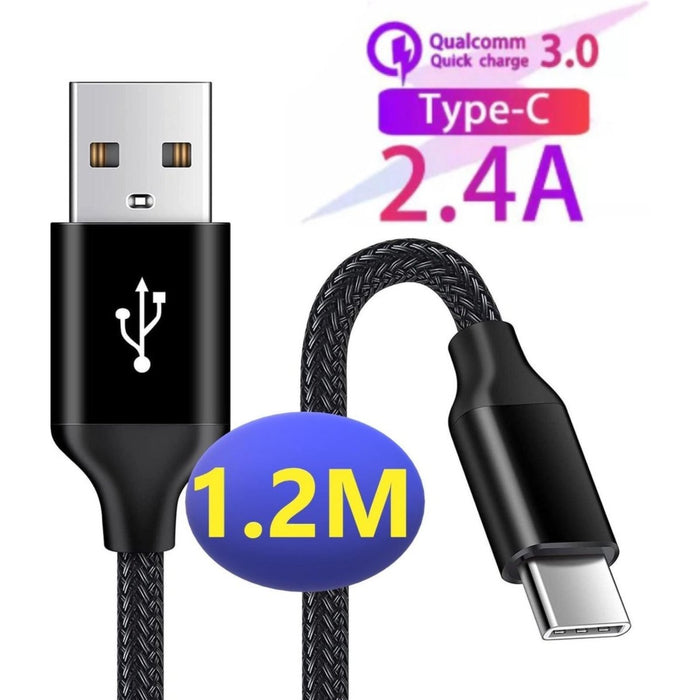 USB Data en Oplaadkabel – USB-C - 1M Kabel - 2.4A Snellaadfunctie - USB Charging Cable - Oplaadkabel Samsung - Samsung Oplader - Samsung Oplaadkabel - Samsung Oplaadkabel