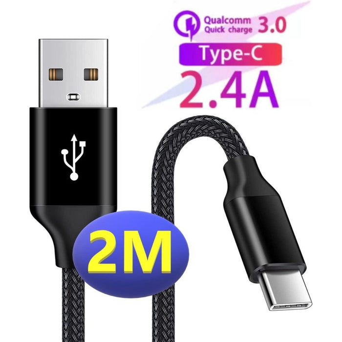 USB Data en Oplaadkabel – USB-C - 2M Kabel - 2.4A Snellaadfunctie - USB Charging Cable - Oplaadkabel Samsung - Samsung Oplader - Samsung Oplaadkabel - Samsung Oplaadkabel