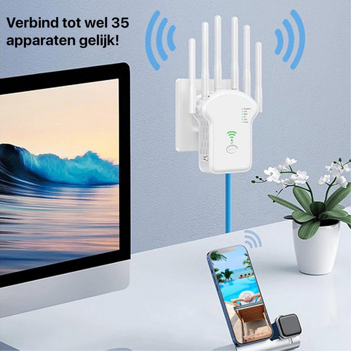 Ultra WiFi Repeater - 2024 Versie - 1200 Mbps - WPS Knop - WiFi Extender - Super WiFi Booster - Geschikt voor 2.4 Ghz en 5.0 Ghz