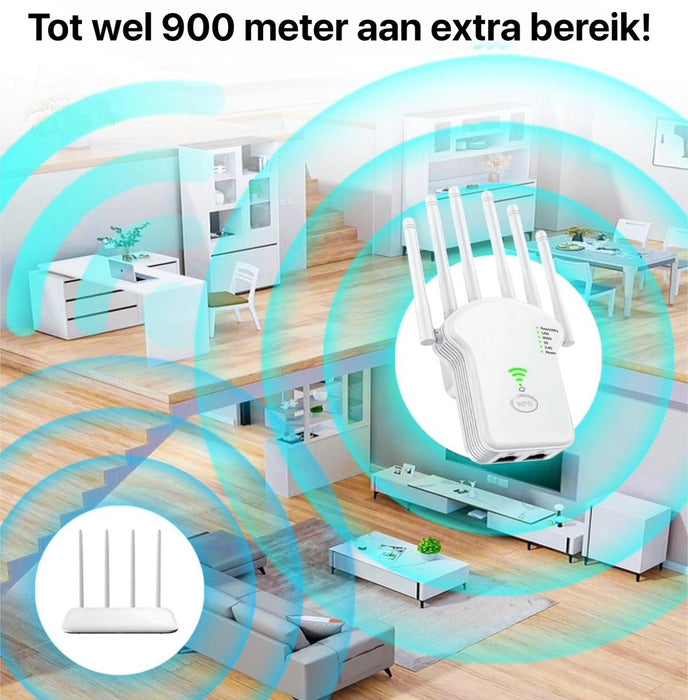 Ultra WiFi Repeater - 2024 Versie - 1200 Mbps - WPS Knop - WiFi Extender - Super WiFi Booster - Geschikt voor 2.4 Ghz en 5.0 Ghz