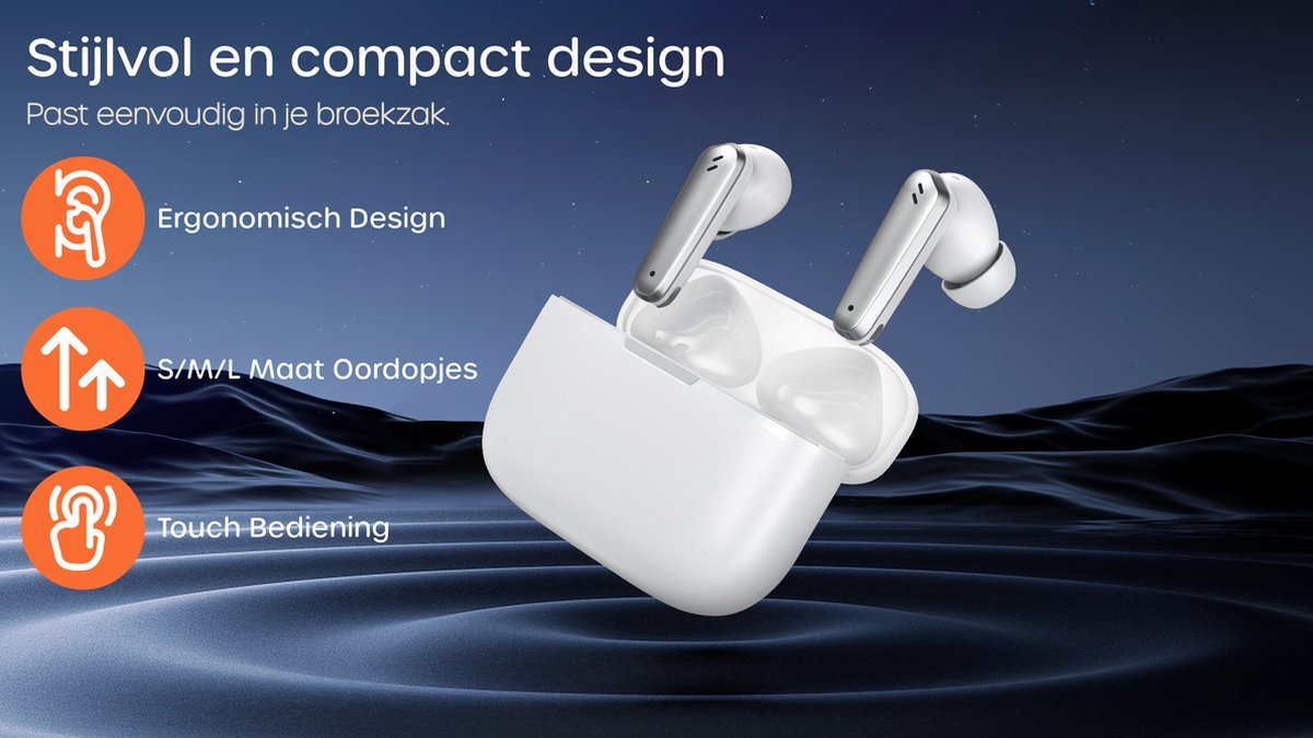 Draadloze Oordopjes Noise Cancelling - Bluetooth Oordopjes - Draadloze oortjes - Oortjes draadloos - Wit - Oordopjes - Phreeze