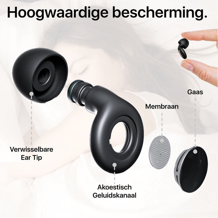 Herbruikbare Oordoppen Slapen – Anti Snurk - Comfortabel Oortjes Siliconen - Hoge Geluidsdemping 35 dB – Slaapoordoppen - Slaap Oordopjes Slapen - Tegen Snurken - Gehoorbescherming - Sleep Plugs - Zwart - Oordopjes - Phreeze