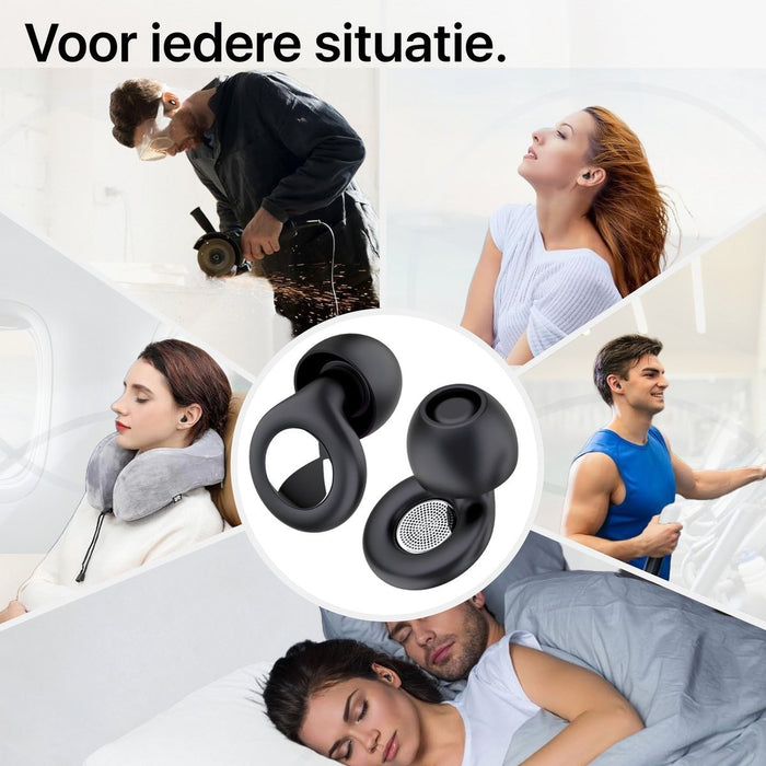 Herbruikbare Oordoppen Slapen – Anti Snurk - Comfortabel Oortjes Siliconen - Hoge Geluidsdemping 35 dB – Slaapoordoppen - Slaap Oordopjes Slapen - Tegen Snurken - Gehoorbescherming - Sleep Plugs - Zwart - Oordopjes - Phreeze
