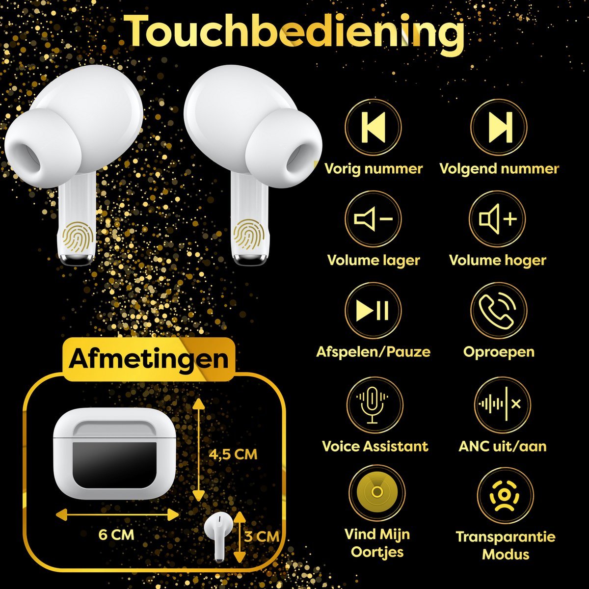 In - Ear Draadloze Oordopjes met Touch Display - Geschikt voor iPhone Oortjes - Nieuwe Bluetooth 5.4 - Noise Cancelling - Oortjes Draadloos - Originele Wireless EarBuds - Phreeze TWS9 Pro - Oordopjes - Phreeze