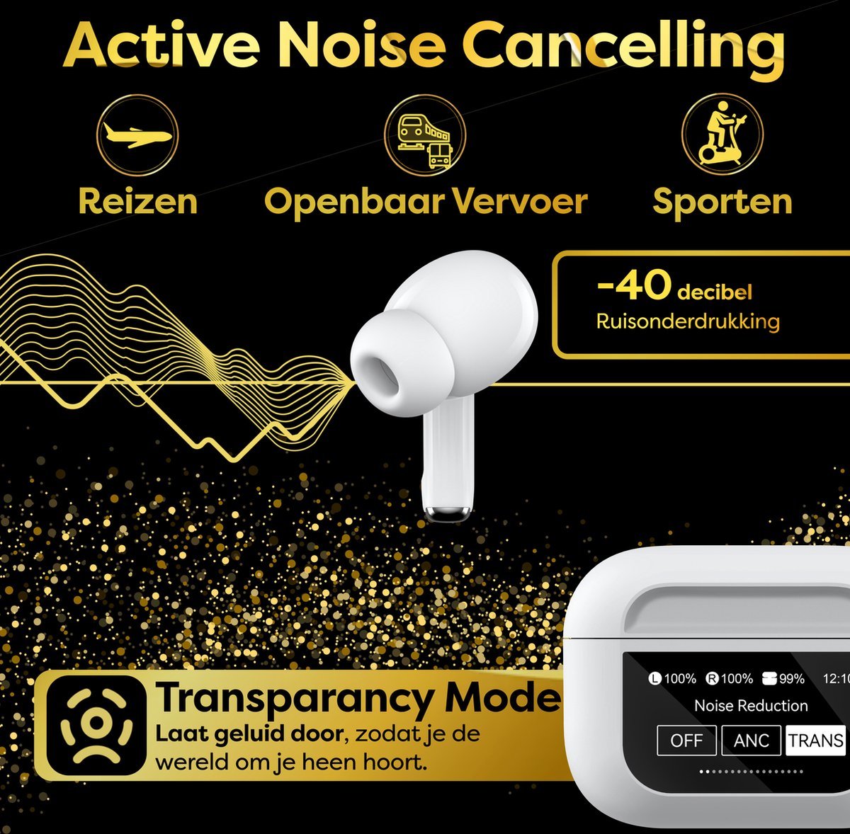 In - Ear Draadloze Oordopjes met Touch Display - Geschikt voor iPhone Oortjes - Nieuwe Bluetooth 5.4 - Noise Cancelling - Oortjes Draadloos - Originele Wireless EarBuds - Phreeze TWS9 Pro - Oordopjes - Phreeze
