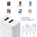 12 W 2 poorts iPhone-oplader + 2 stuks 1 meter iPhone-oplaadkabel | [gecertificeerd] USB-voeding en Lightning-kabel voor iPhone SE 2020 XS Max XR X 8 Plus 7 Plus 6 Plus 5s SE iPad Airpods - Opladers - Phreeze