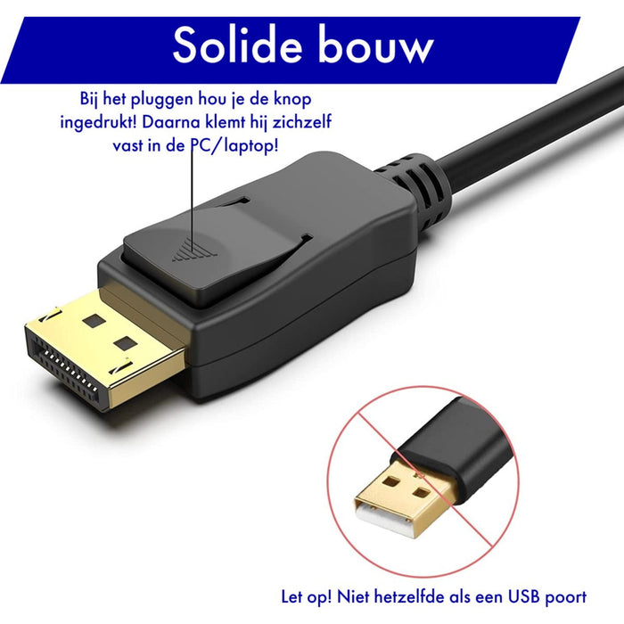 Displayport naar HDMI Adapter Kabel - Plug and play - Desktop en laptops - 4K Ondersteuning - Beamer - projector - Voor Samsung/Razer/Iiyama/AOC/Benq/LG/Apple Macbook /iMac/Surface/Dell/Lenovo/Samsung/HP