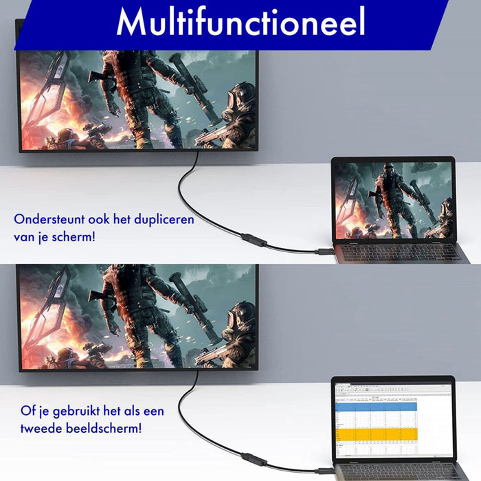 Displayport naar HDMI Adapter Kabel - Plug and play - Desktop en laptops - 4K Ondersteuning - Beamer - projector - Voor Samsung/Razer/Iiyama/AOC/Benq/LG/Apple Macbook /iMac/Surface/Dell/Lenovo/Samsung/HP