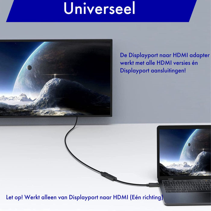 Displayport naar HDMI Adapter Kabel - Plug and play - Desktop en laptops - 4K Ondersteuning - Beamer - projector - Voor Samsung/Razer/Iiyama/AOC/Benq/LG/Apple Macbook /iMac/Surface/Dell/Lenovo/Samsung/HP