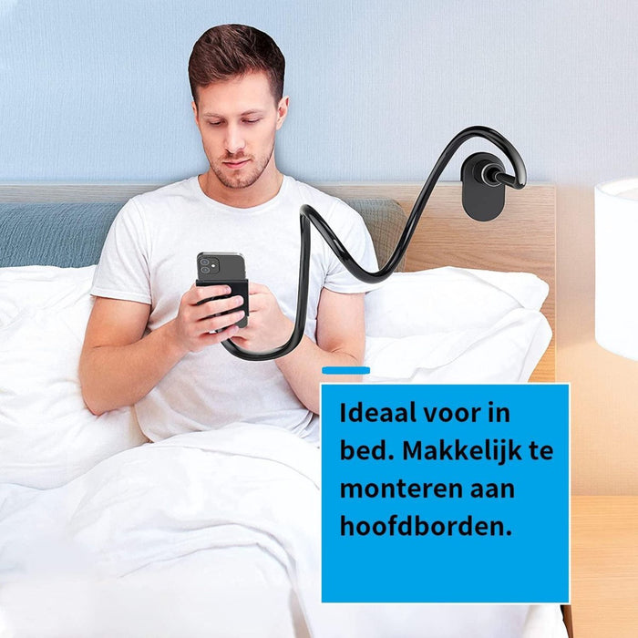 Telefoonhouder met Flexibele Arm en Klem voor Bed Bureau of Tafel - Telefoon Standaard Universeel - Zwart