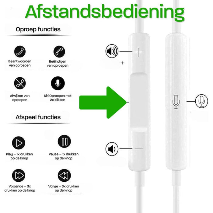 2 Pack Bedrade iPhone Oortjes - Lightning Aansluiting - Uitstekende Geluidskwaliteit - Comfortabel - Handige Bediening - Duurzaam - Stijlvol Design - Oordopjes - Phreeze