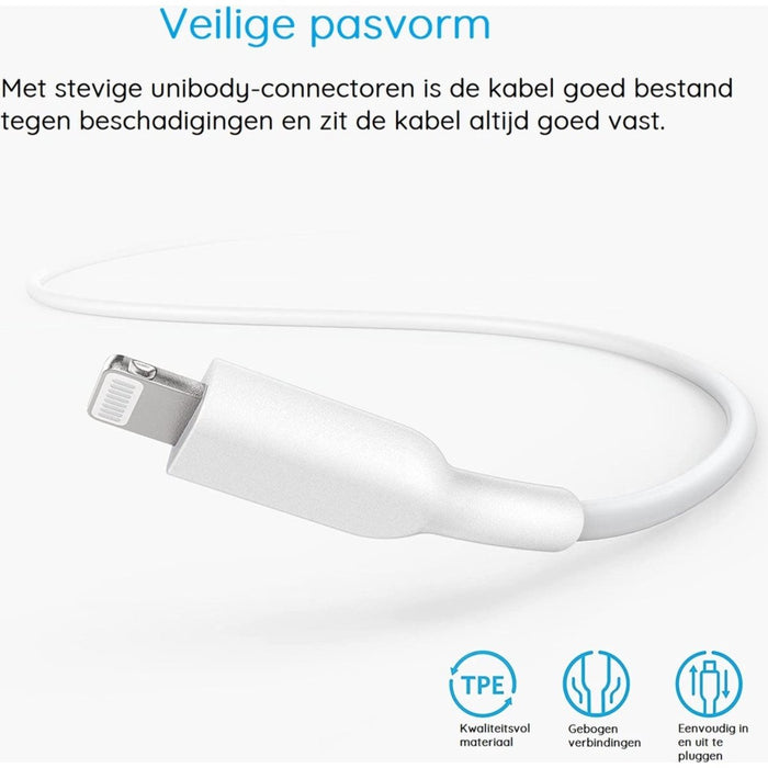 2-PACK iPhone USB-C oplader kabel - 1 Meter - Geschikt voor Apple iPhone 6,7,8,X,XS,XR,11,12,13,Mini,Pro Max- iPhone kabel USB-C - iPhone oplaadkabel - iPhone snoertje - iPhone lader - Datakabel - Lightning USB-C Kabel - Snellader - Kabels - Phreeze