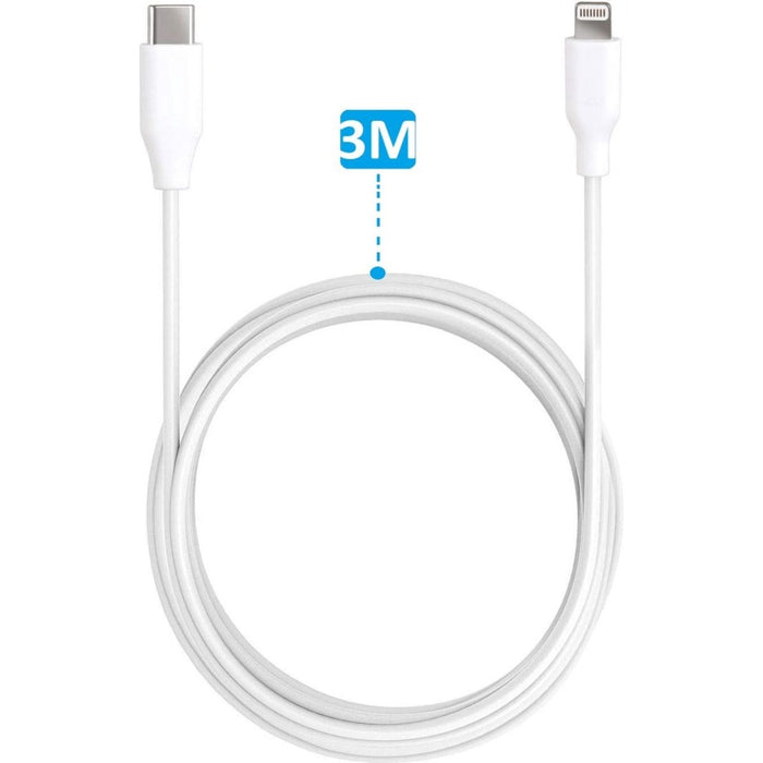 2-PACK iPhone USB-C oplader kabel - 3 Meter - Geschikt voor Apple iPhone 6,7,8,X,XS,XR,11,12,13,Mini,Pro Max- iPhone kabel USB-C - iPhone oplaadkabel - iPhone snoertje - iPhone lader - Datakabel - Lightning USB-C Kabel - Snellader - Kabels - Phreeze