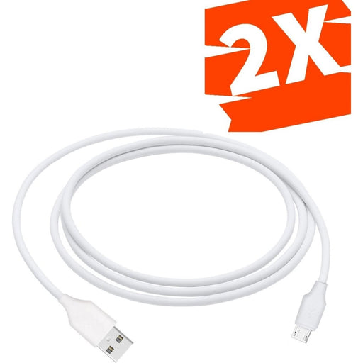 2-PACK Micro-USB Datakabel, Laadkabel - Snellader Kabel - Fast en Quick Charge Oplaadkabel - Micro USB Naar USB-A - Oplaadsnoer Telefoon - JBL - Samsung - Sony - OnePlus - TPE – Wit – 2 Meter - Kabels - Phreeze