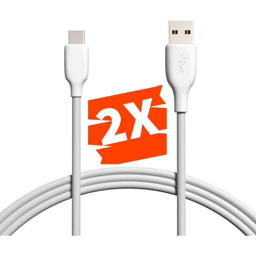 2-PACK Power TPE USB-C Kabel voor Samsung / Huawei - Data en Sychronisatie - Snellaadkabel Opladerkabel Snoer Oplaadsnoer - Type C Fast Charging - Oplaadkabel - 2 Meter - Kabels - Phreeze