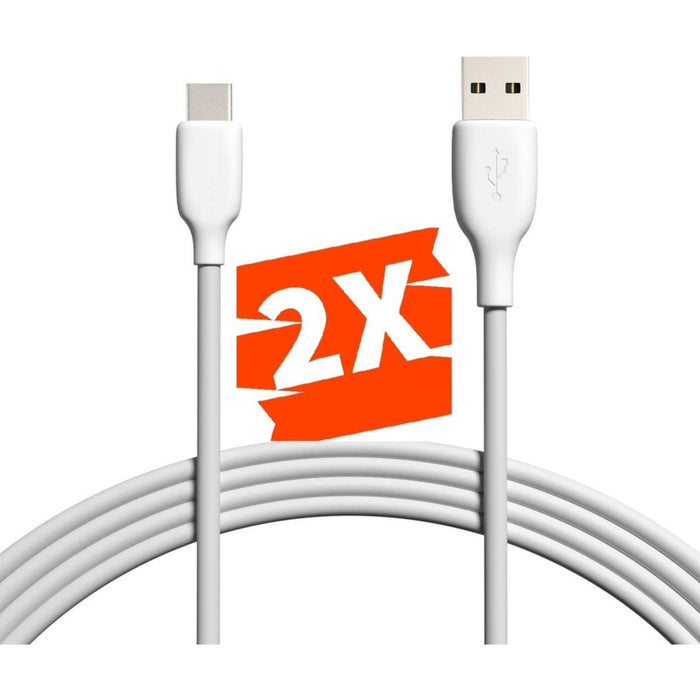 2-PACK Power TPE USB-C Kabel voor Samsung / Huawei - Data en Sychronisatie - Snellaadkabel Opladerkabel Snoer Oplaadsnoer - Type C Fast Charging - Oplaadkabel - 3 Meter - Kabels - Phreeze