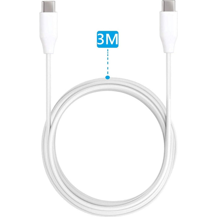 2-PACK USB-C naar USB-C Kabel 3 Meter - USB-C naar USB C - High-Speed 65W - Opladerkabel - Oplaadkabel - Oplaadsnoer - USB-C Snoer - Samsung Kabel - Snoertje - Lader - Oplader USBC Kabel - Wit - Snellader - Kabels - Phreeze