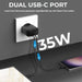 2 Poorten USB-C Oplaadstekker voor Samsung - Super Fast Charge Oplader - Snellader - 2 Poorten USB C - Gecertificeerd - Geschikt voor Smartphone, Tablet, Laptop, SmartWatch - Phreeze