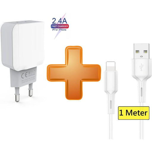 24W PD Fast charger Met Lightning kabel - Snel lader voor iPhone SE / X / 8 / 11 / 12 / 12 Pro Max / 12 Pro met lightning aansluiting - Opladers - Phreeze