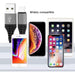 2x iPhone oplader kabel | 1.5M | Uitrekbaar | Krulsnoer | Nylon | Geschikt voor Apple iPhone 6,7,8,X,XS,XR,11,12,Mini,Pro Max- iPhone kabel - iPhone oplaadkabel - iPhone snoertje - iPhone lader - Kabels - Phreeze