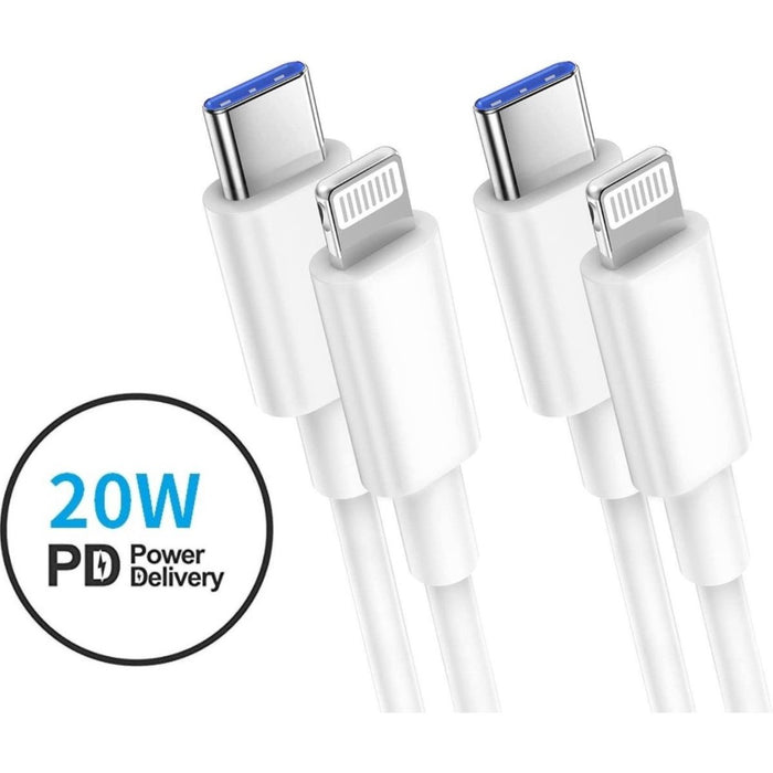 2x iPhone oplader kabel USB-C naar lightning kabel geschikt voor Apple iPhone 12 (Mini, Pro, Pro Max) - iPhone oplaadkabel - iPhone kabel - Lightningkabels - iPhone 12 oplader - iPhone 12 oplaadkabel - Kabels - Phreeze